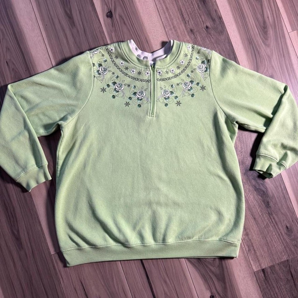 Vintage Y2K Blair Green Cotton & Polyester Sweatshirt